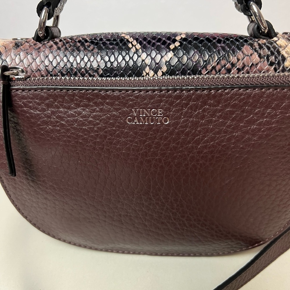 NWOT Vince Camuto Alexi Brown Leather Snake Crossbody - Picture 4 of 15
